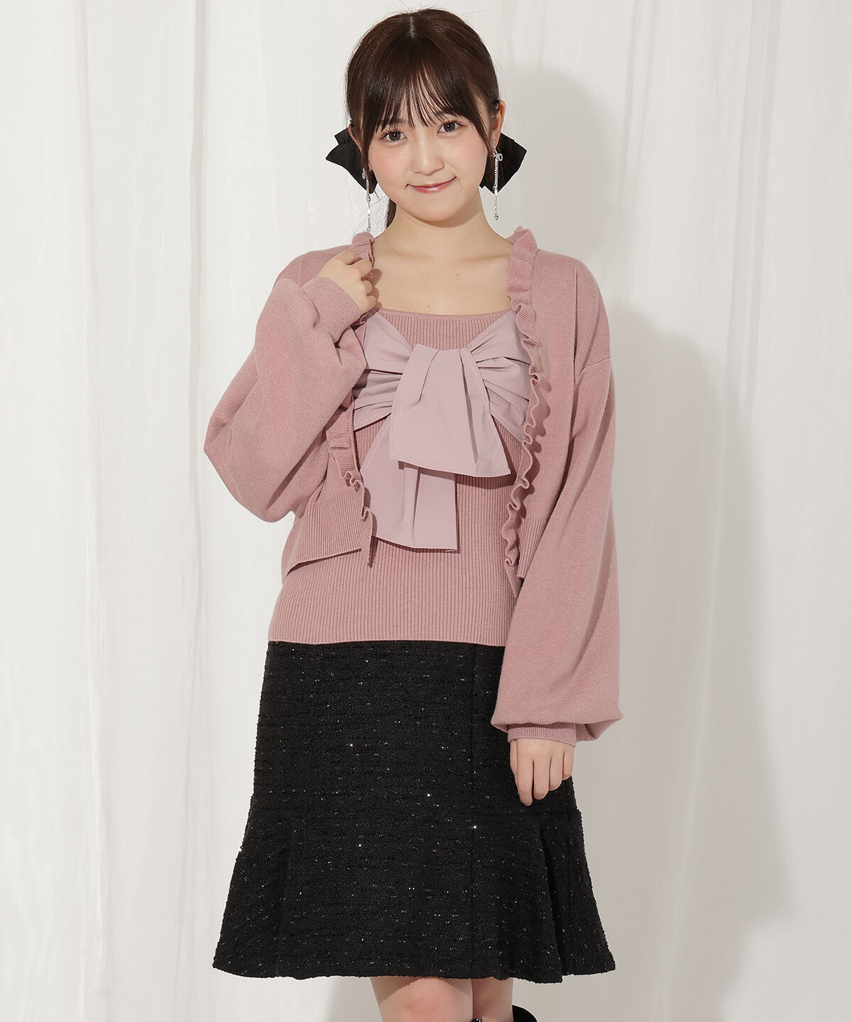 WILLSELECTION「フリルカーディガン&times;リボンキャミセット」|カーディガン|