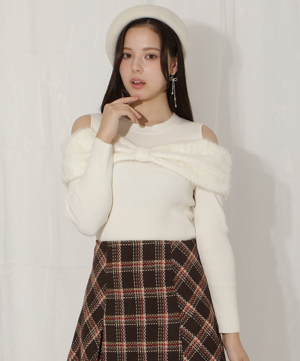 WILLSELECTION「リボンシャギーオフショル」|ニット・セーター|