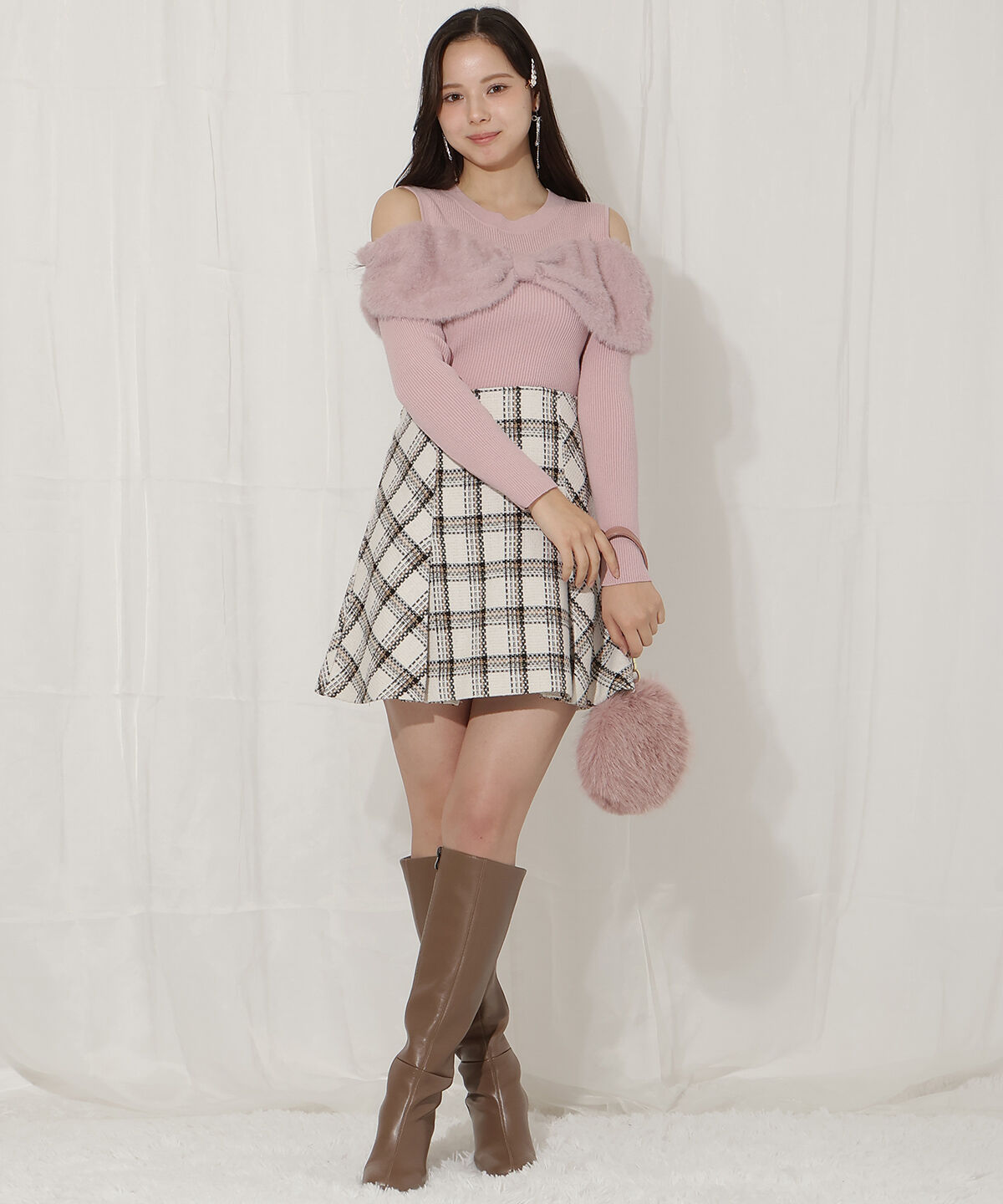 WILLSELECTION「リボンシャギーオフショル」|ニット・セーター|