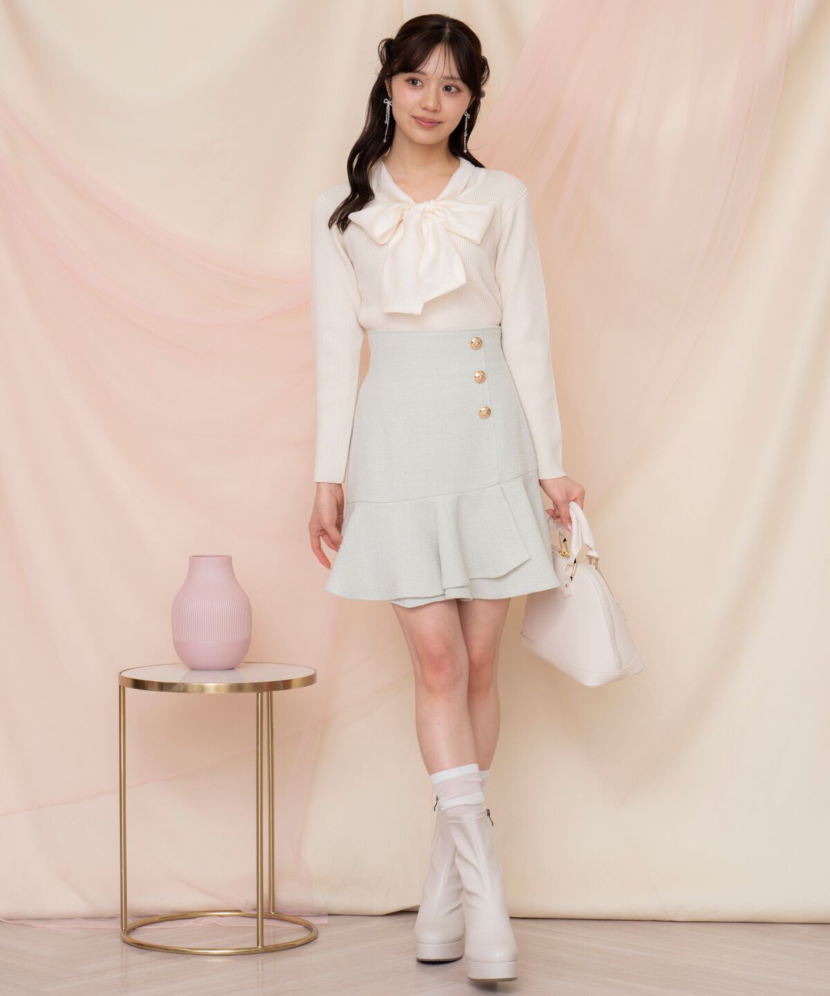 WILLSELECTION「アシメヘムツイードミニスカート」|フレア|