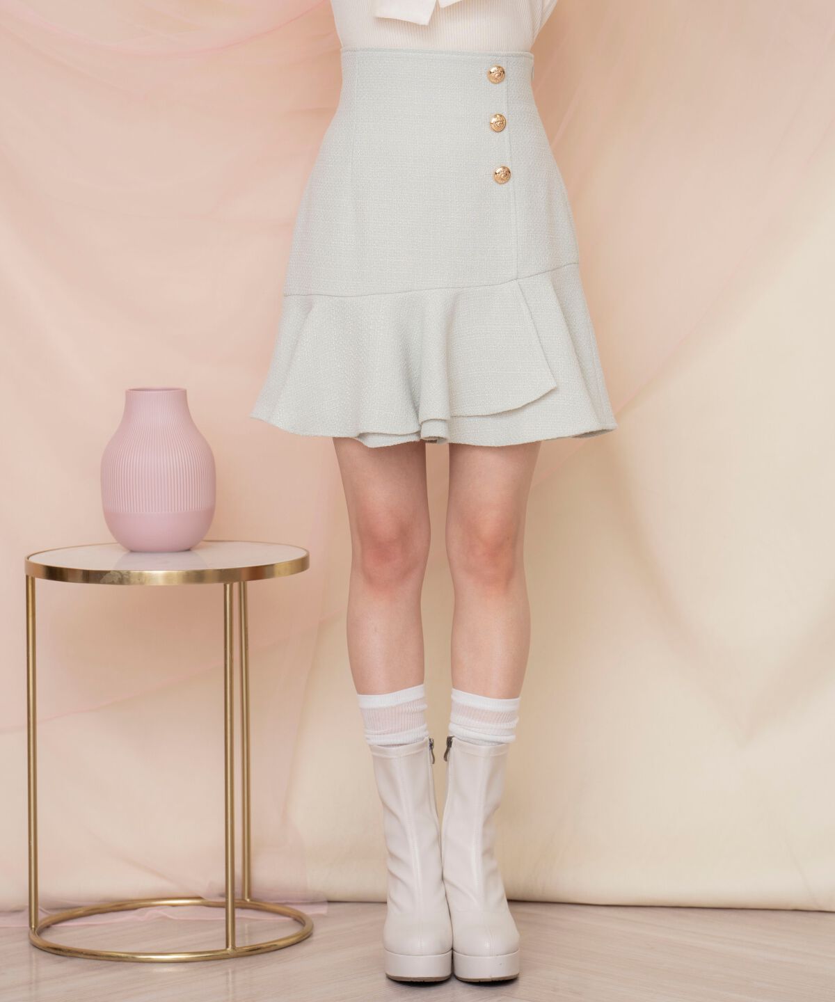 WILLSELECTION「アシメヘムツイードミニスカート」|フレア|