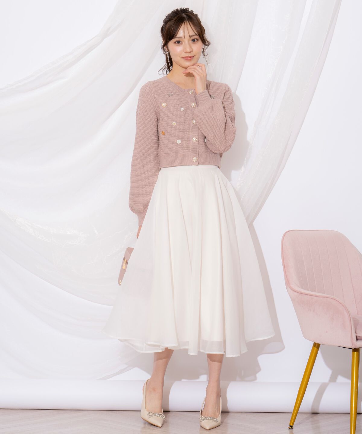 WILLSELECTION「シャイニービジューカーディガン」|カーディガン|