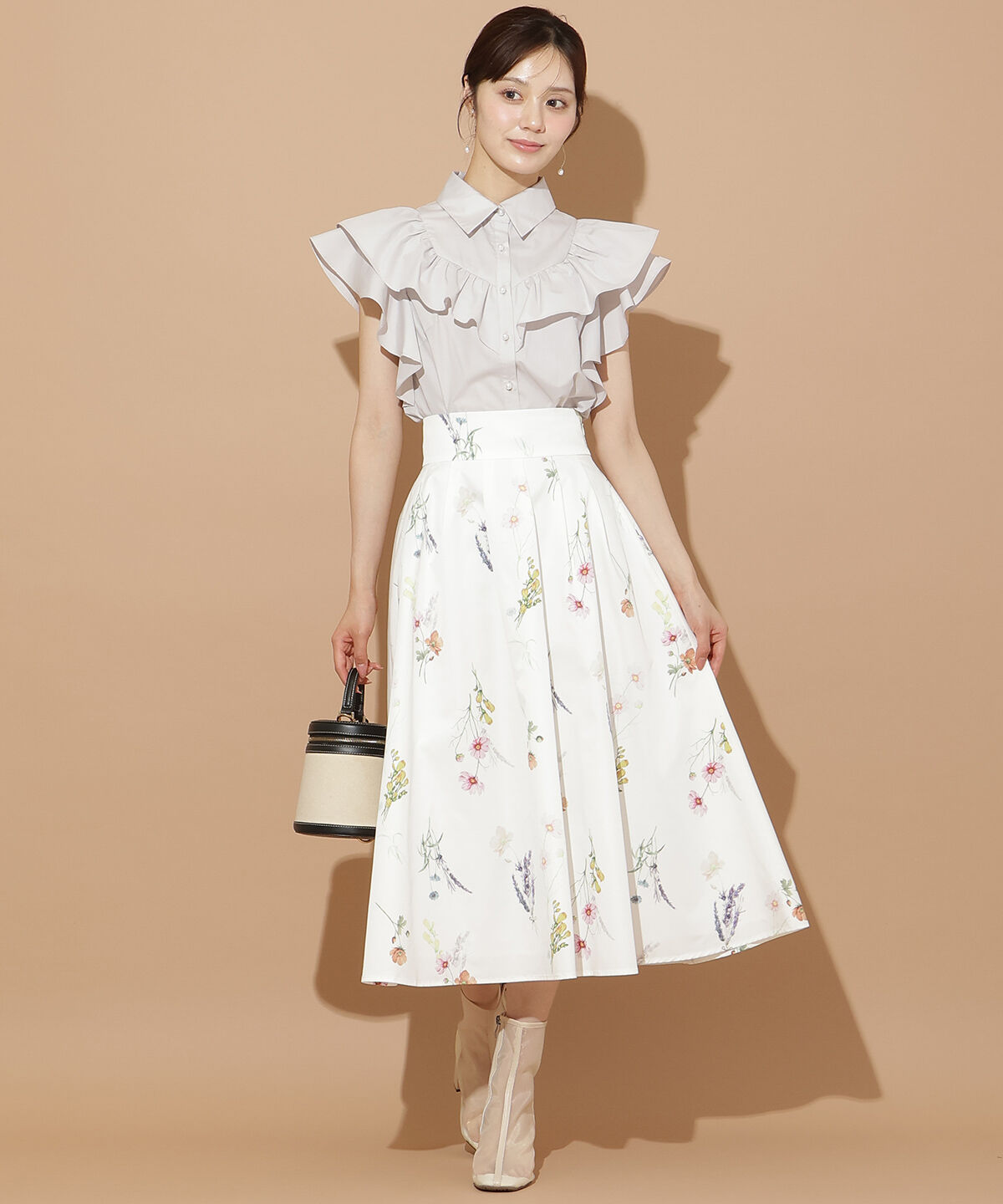 WILLSELECTION「オータムボタニカルフラワータックスカート」|フレア|