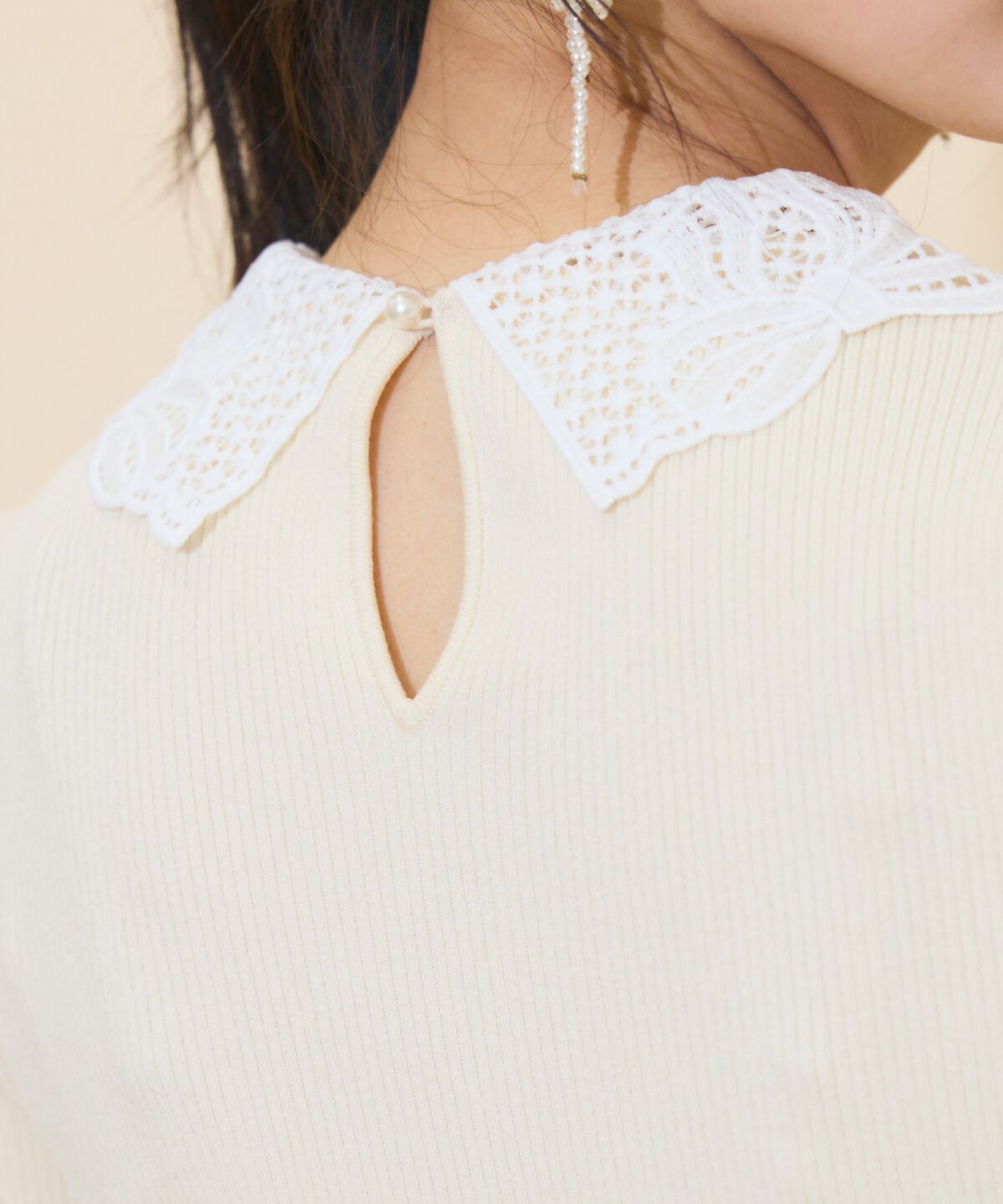 WILLSELECTION「リボンレースカラーリブニット」|ニット・セーター|