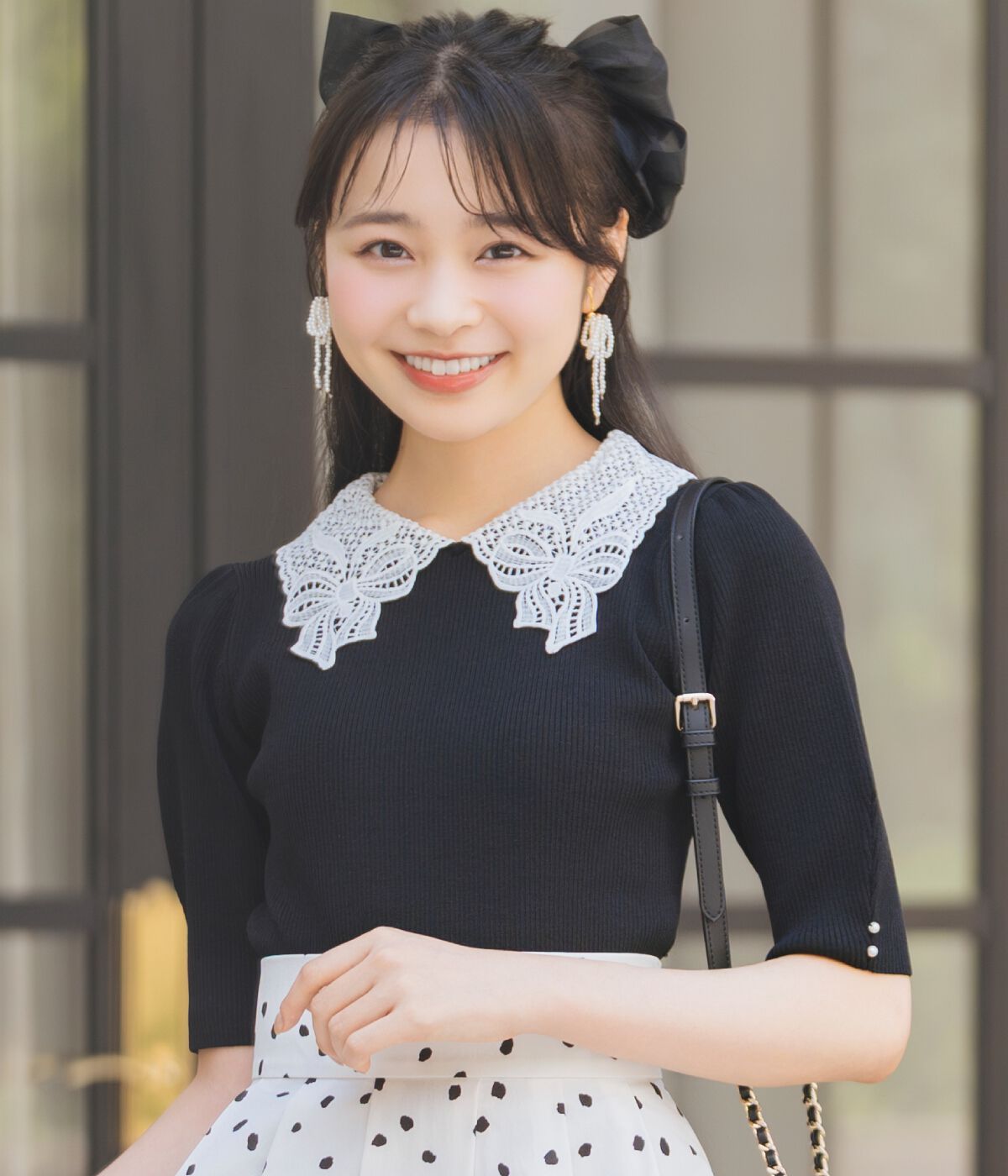 WILLSELECTION「リボンレースカラーリブニット」|ニット・セーター|