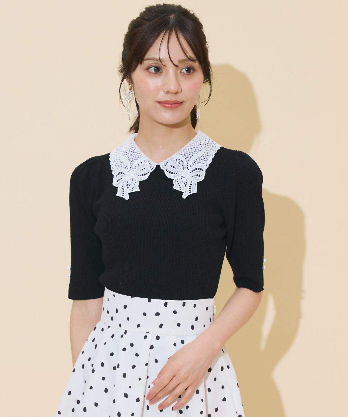 WILLSELECTION「リボンレースカラーリブニット」|ニット・セーター|