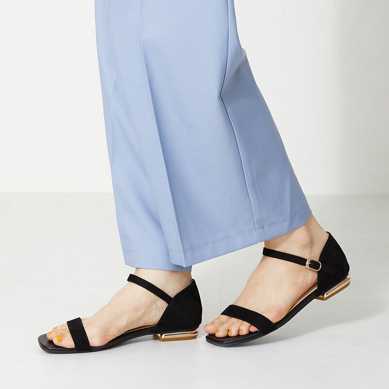 ORiental TRaffic「【アウトレット価格】メタリックヒールフラットサンダル/31204」|サンダル|BLACK