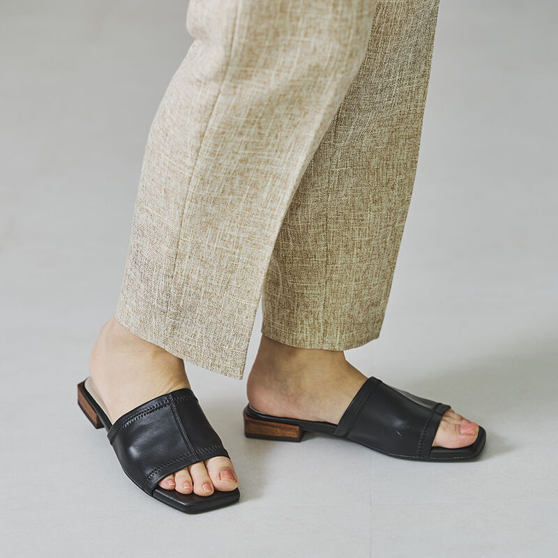 WA Oriental TRaffic「【アウトレット価格】ウッドヒールストレッチミュールサンダル/32215」|サンダル|BLACK