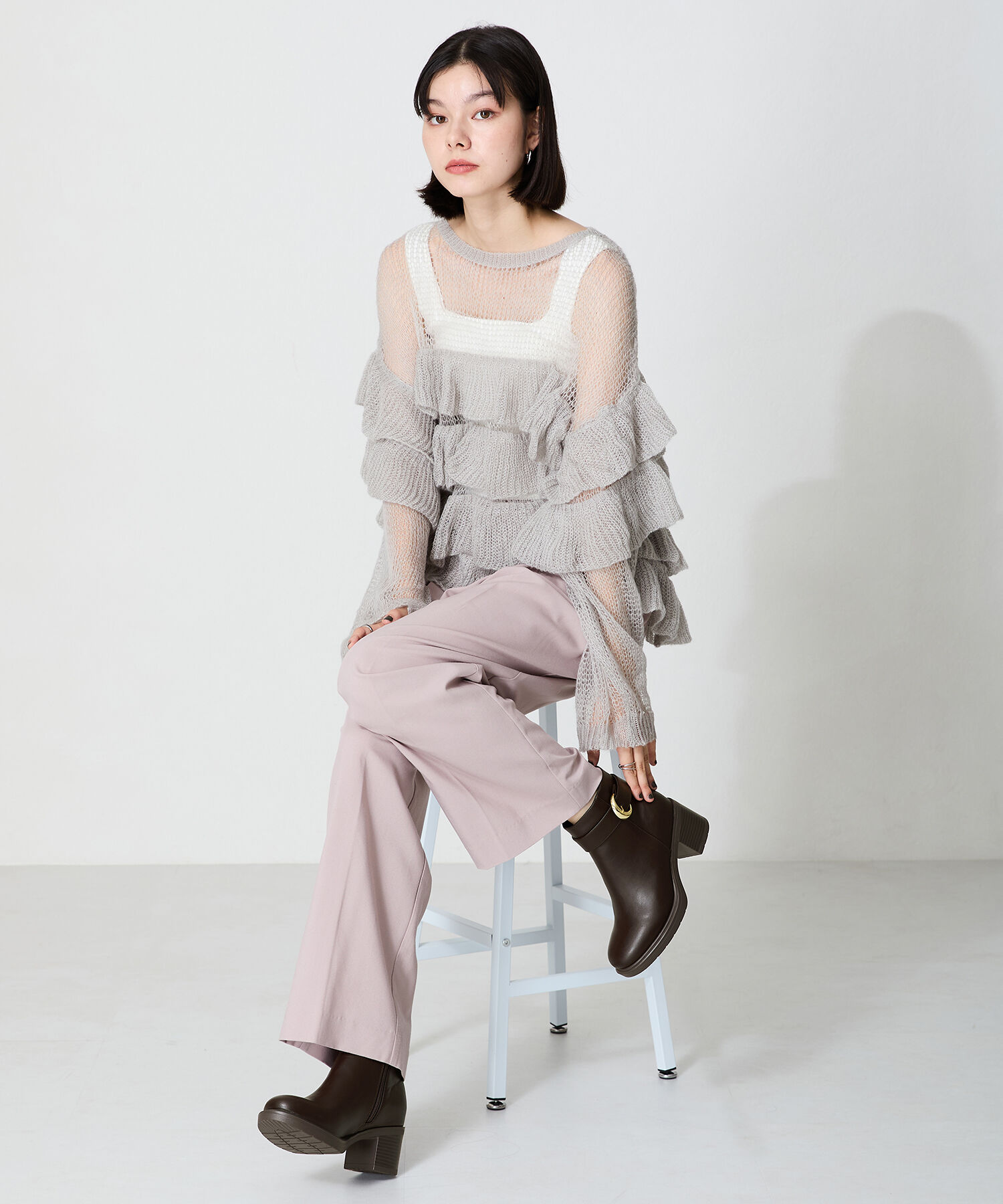 WA Oriental TRaffic「2024秋冬新作バックルデザインタンクソールヒールブーツ/42408」|ショートブーツ|