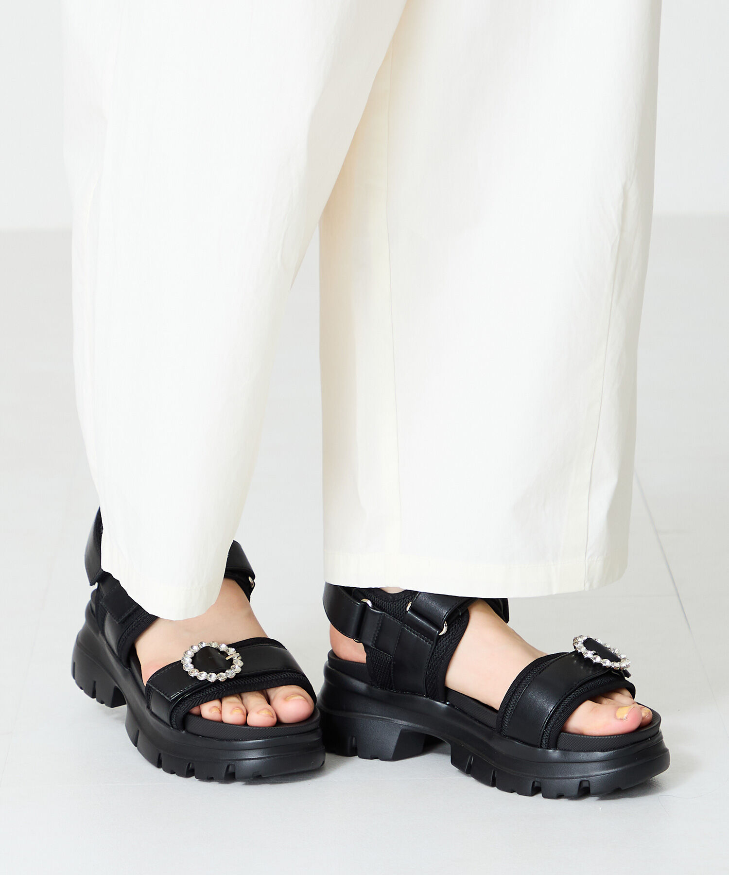 ORiental TRaffic「●2025春夏新作●ビジューモチーフスポーツサンダル/51204 サンダル　ビジュー　人気 スポサン」|サンダル|