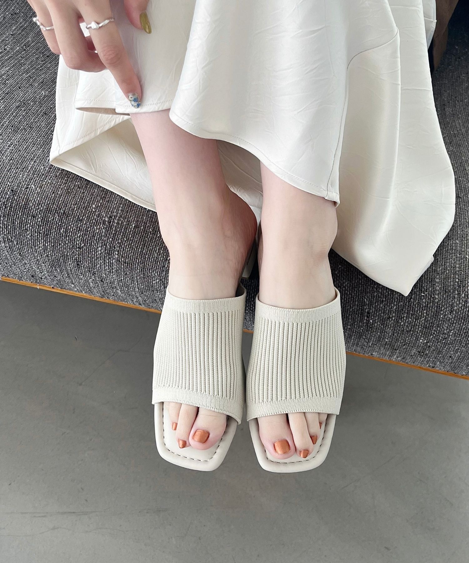 WA Oriental TRaffic「●2025春夏新作●ニットミュールサンダル/52207 ミュール ニット トレンド サンダル 柔らかい 人気」|サンダル|