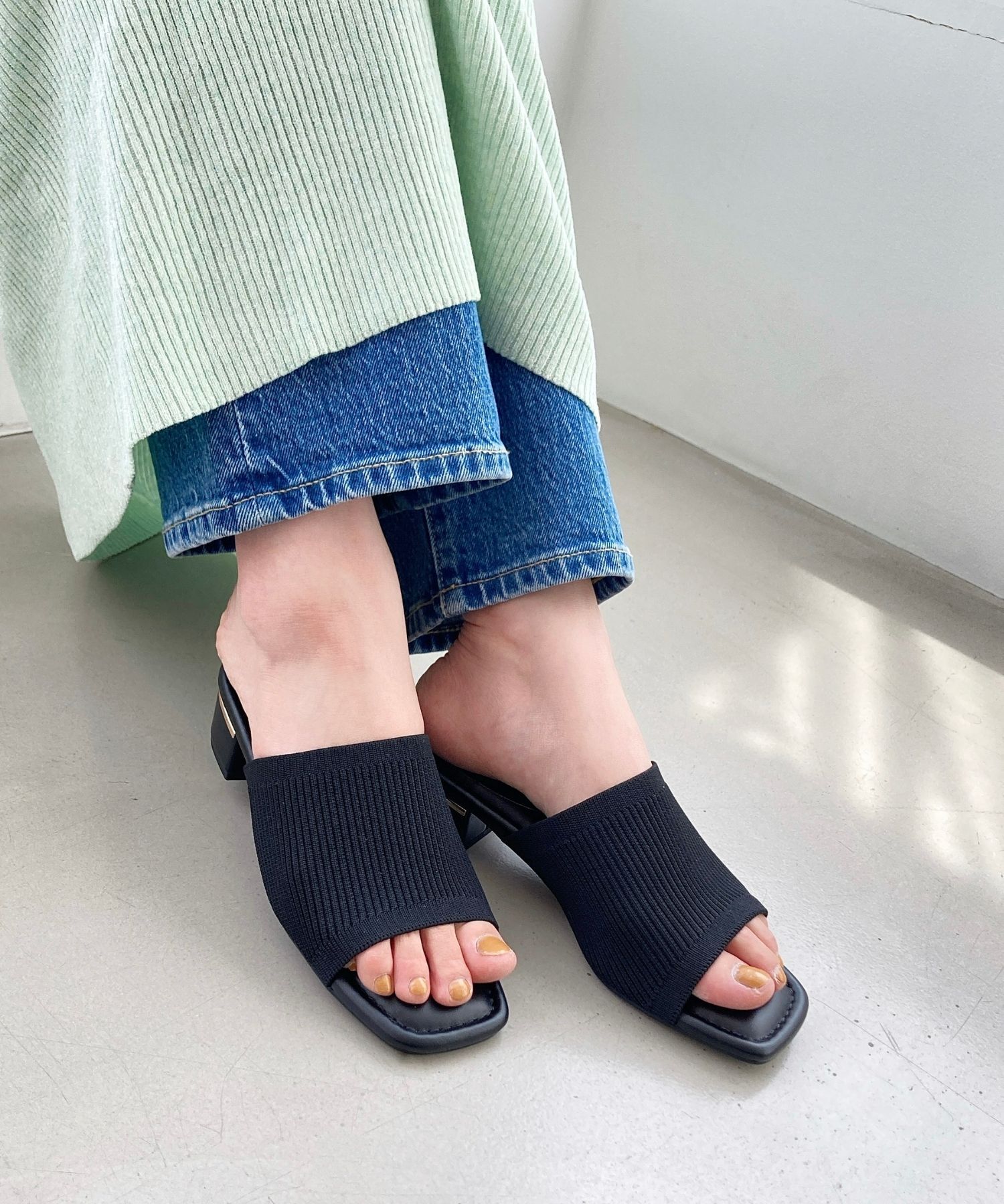 WA Oriental TRaffic「●2025春夏新作●ニットミュールサンダル/52207 ミュール ニット トレンド サンダル 柔らかい 人気」|サンダル|