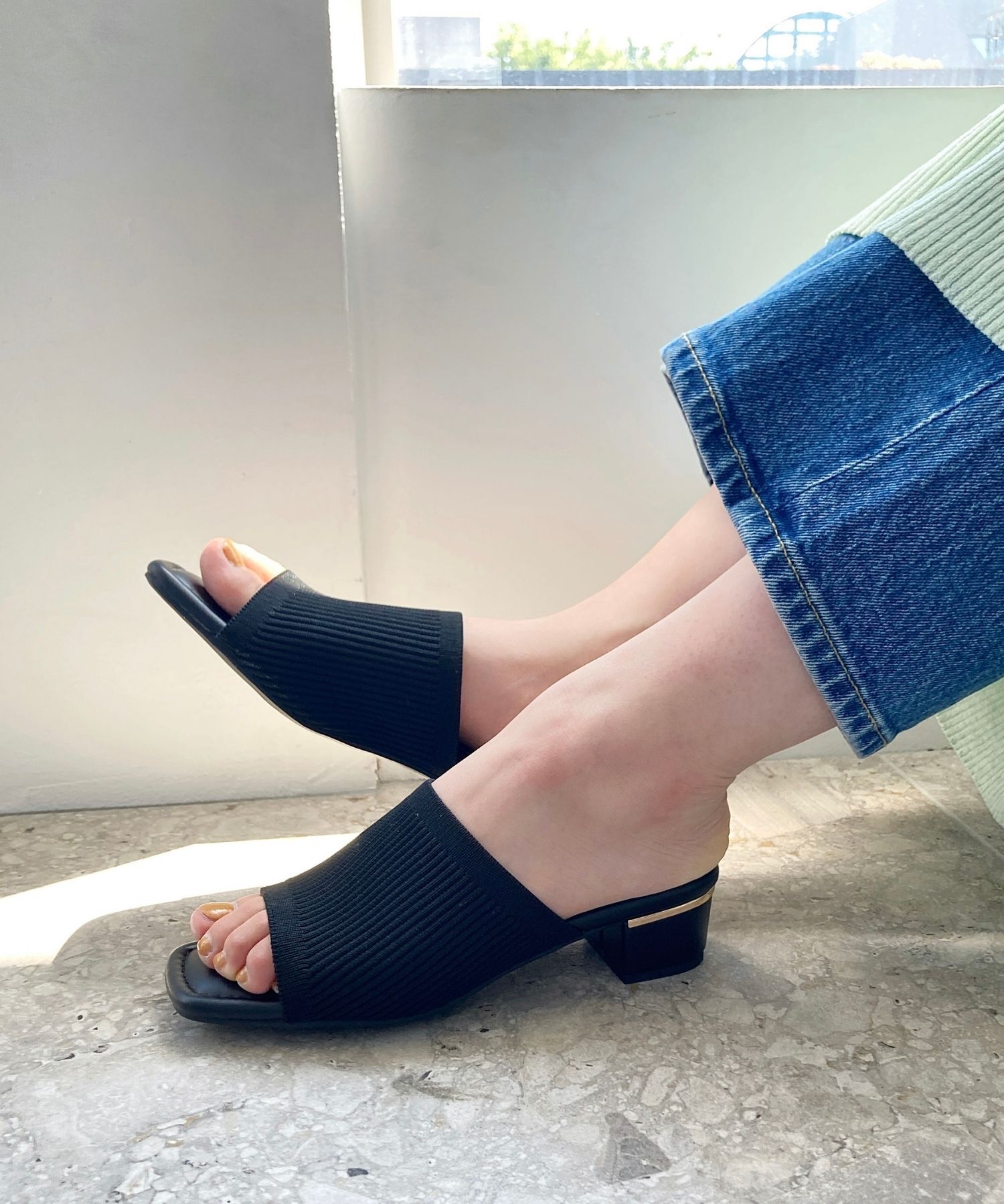 WA Oriental TRaffic「●2025春夏新作●ニットミュールサンダル/52207 ミュール ニット トレンド サンダル 柔らかい 人気」|サンダル|