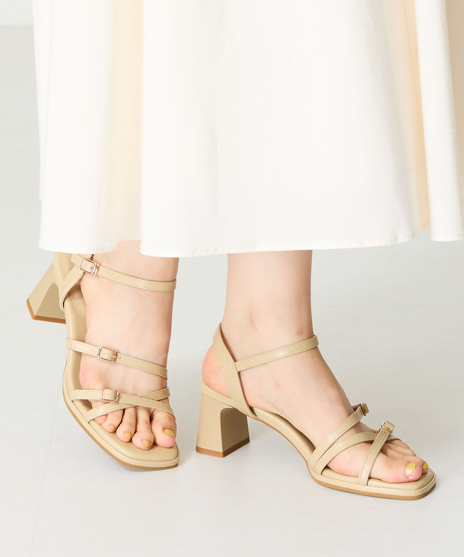 ORiental TRaffic「●2025春夏新作●スクエアバックルデザインヒールサンダル/51233」|サンダル|