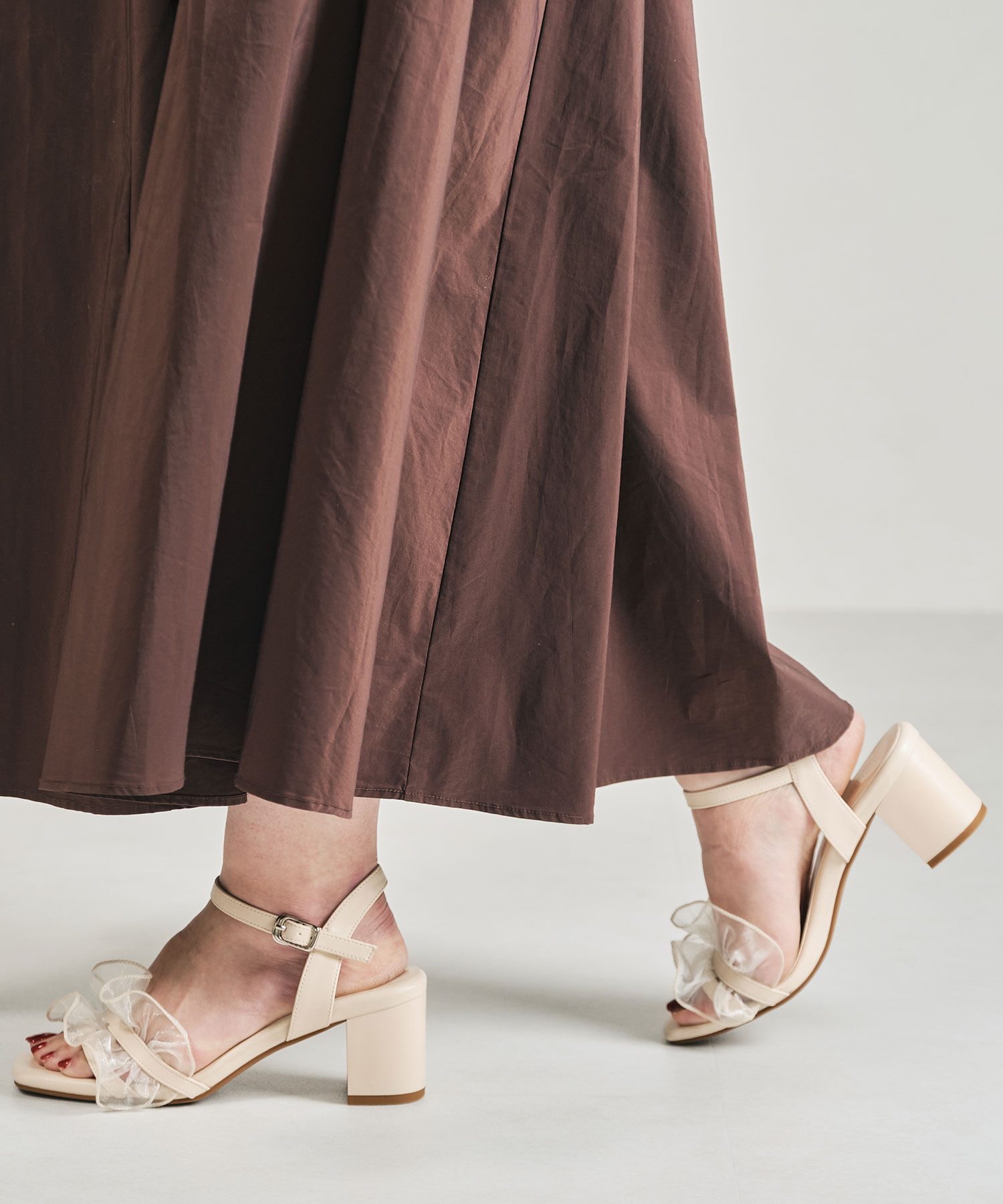 ORiental TRaffic「【WEB限定】●2025春夏新作●フリルストラップヒールサンダル/55210 トレンド 人気 ヒール7cm」|サンダル|