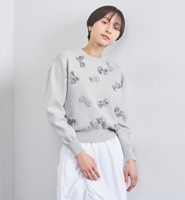 UNITED ARROWS「3D リボン クルーネック ニット」|ニット・セーター|