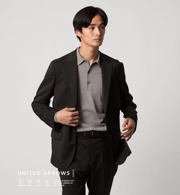 UNITED ARROWS「ハイツイスト シングル 2ボタン テーラードジャケット UA COZY ウォッシャブル 防しわ ヨコストレッチ」|スーツ|BLACK