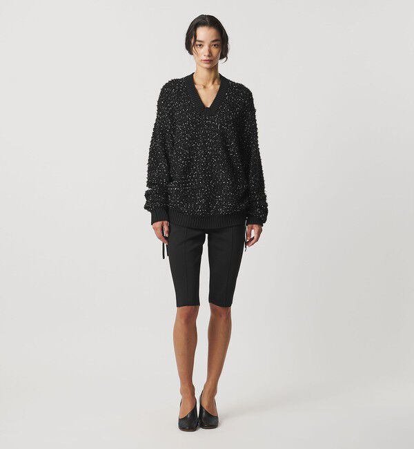 AEWEN MATOPH「＜AEWEN MATOPH＞ハートスパンコール シャーリングVネックニット」|ニット・セーター|