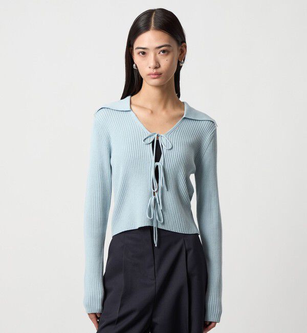 EMMEL REFINES「＜EMMEL REFINES＞EM フロントリボン エリツキ ニット」|ニット・セーター|