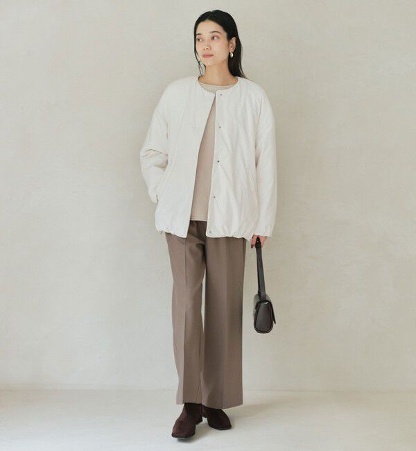 green label relaxing パフィー ノーカラーブルゾン撥水保温性 size SHORTあり］パフィー ノーカラー ブルゾン 撥水 保温性