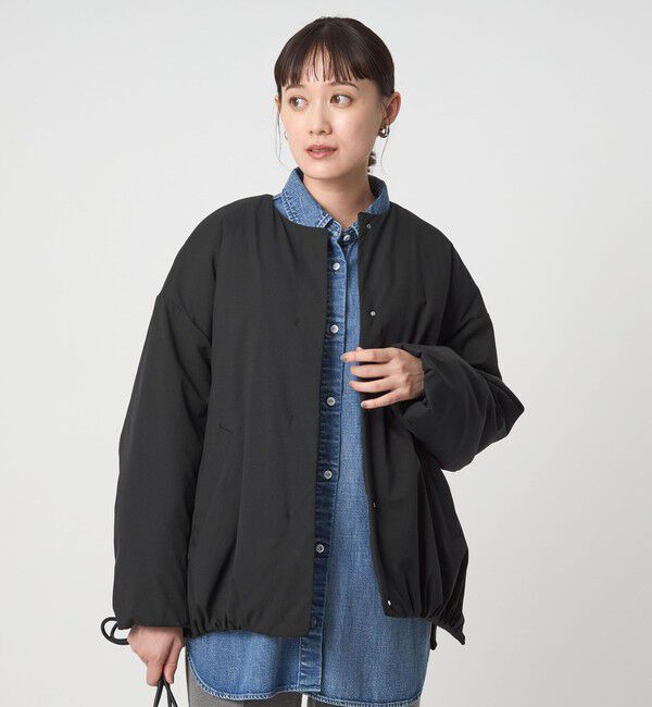 green label relaxing パフィー ノーカラーブルゾン撥水保温性 size SHORTあり］パフィー ノーカラー ブルゾン 撥水 保温性