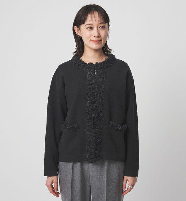 UNITED ARROWS green label relaxing「ブークレ&times;フリンジ カーディガン ウォッシャブル」|カーディガン|