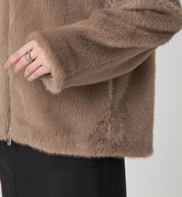 UNITED ARROWS green label relaxing「フェイクファー ノーカラー コート」|ノーカラーコート|