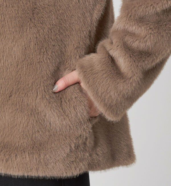 UNITED ARROWS green label relaxing「フェイクファー ノーカラー コート」|ノーカラーコート|