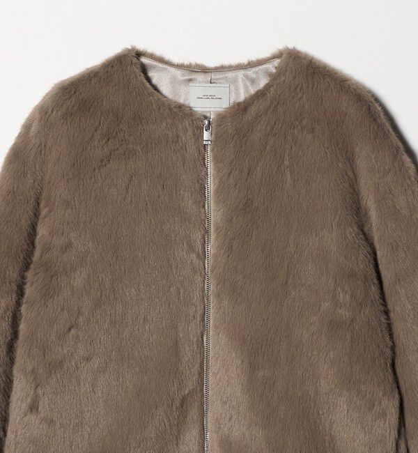 UNITED ARROWS green label relaxing「フェイクファー ノーカラー コート」|ノーカラーコート|
