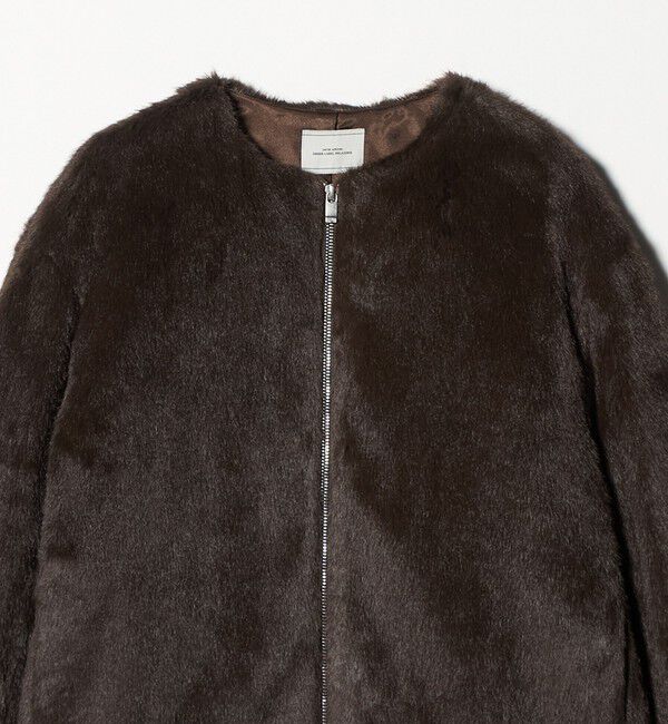 UNITED ARROWS green label relaxing「フェイクファー ノーカラー コート」|ノーカラーコート|