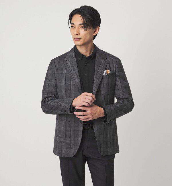 UNITED ARROWS green label relaxing「GLR CLOTH フラノ柄 2B RG ジャケット -ストレッチ-」|テーラードジャケット|DK.GRAY