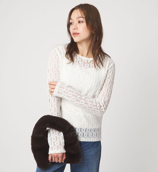 UNITED ARROWS green label relaxing「【WEB限定】＜at ease＞シャーリングレース プルオーバー カットソー」|Tシャツ・カットソー|