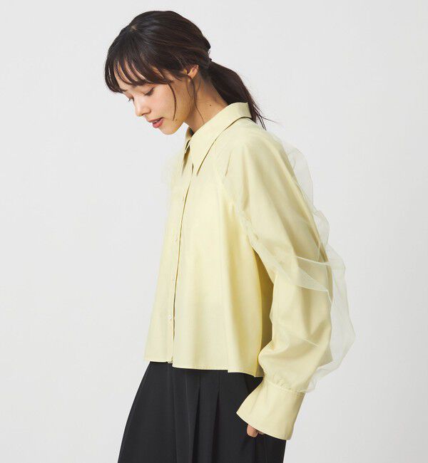 EMMEL REFINES「＜EMMEL REFINES＞EM チュールレイヤー ミニエリ シャツ」|シャツ・ブラウス|