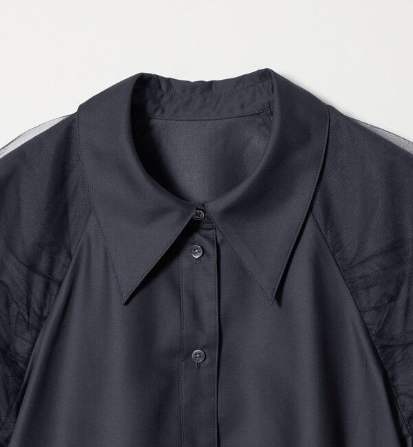 EMMEL REFINES「＜EMMEL REFINES＞EM チュールレイヤー ミニエリ シャツ」|シャツ・ブラウス|