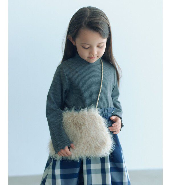 UNITED ARROWS green label relaxing「ラメ フェイクファー ポシェット  / キッズ 」|リュック|NATURAL