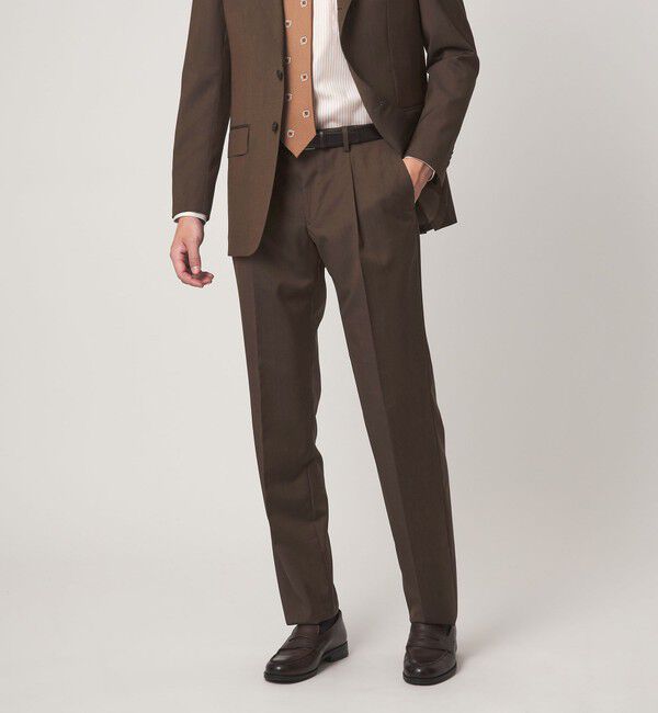UNITED ARROWS green label relaxing「GUABELLO モヘヤ混トロピカル HX 1プリーツ スーツパンツ」|スーツ|DK.BROWN