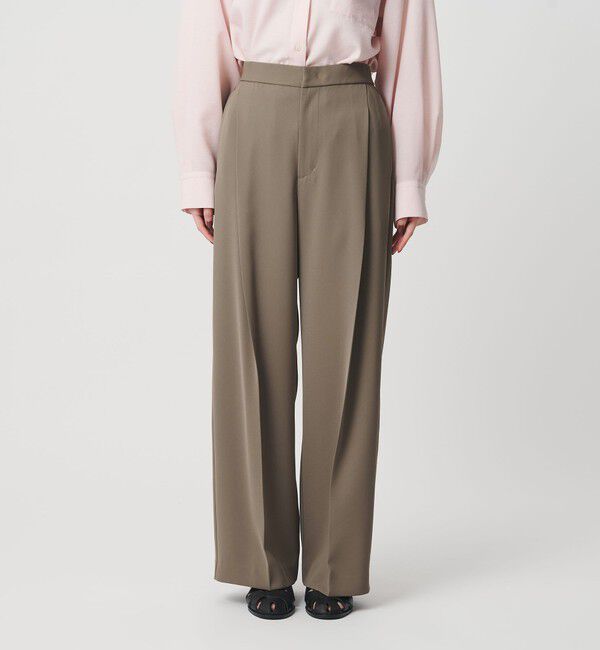 BEAUTY&YOUTH UNITED ARROWS「【WEB限定 Wardrobe DAILY MINIMAL】ダブルクロス タックワイドストレートパンツ -ウォッシャブル-」|スラックス|