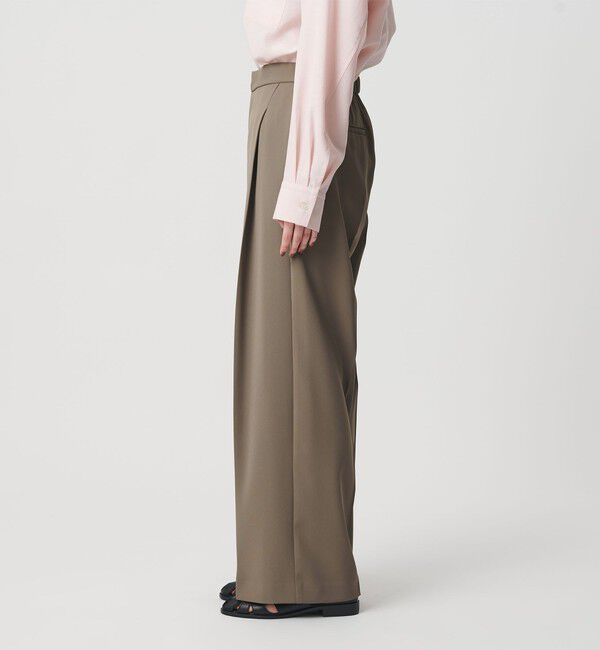 BEAUTY&YOUTH UNITED ARROWS「【WEB限定 Wardrobe DAILY MINIMAL】ダブルクロス タックワイドストレートパンツ -ウォッシャブル-」|スラックス|