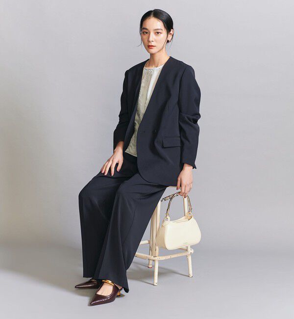 BEAUTY&YOUTH UNITED ARROWS「【WEB限定 Wardrobe DAILY MINIMAL】ダブルクロス タックワイドストレートパンツ -ウォッシャブル-」|スラックス|