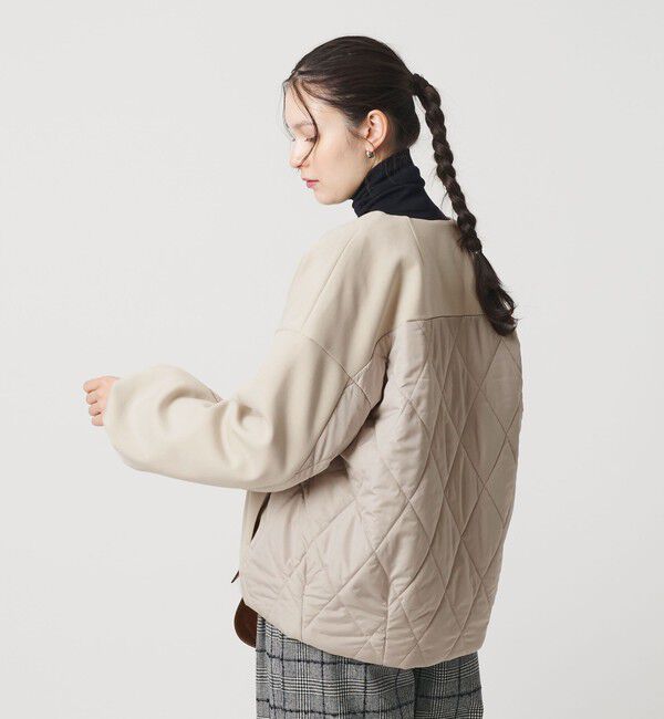 BEAUTY&YOUTH UNITED ARROWS「【WEB限定】ダンボール&times;キルティングコンビ ノーカラーブルゾン」|ブルゾン・スタジャン|NATURAL