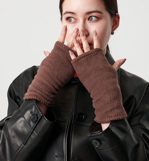 BEAUTY&YOUTH UNITED ARROWS「＜TWEEDMILL＞フリース ステッチ フィンガーレスグローブ」|手袋|