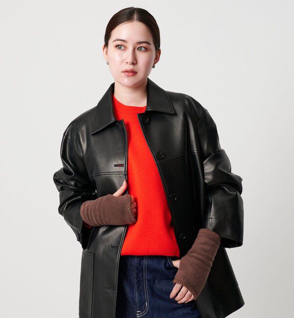 BEAUTY&YOUTH UNITED ARROWS「＜TWEEDMILL＞フリース ステッチ フィンガーレスグローブ」|手袋|