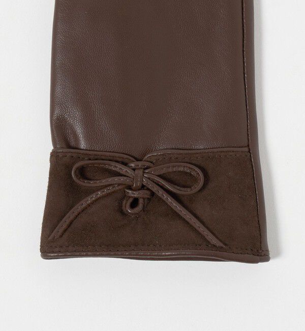 BEAUTY&YOUTH UNITED ARROWS「レザー&times;スエード コンビ リボン グローブ」|手袋|