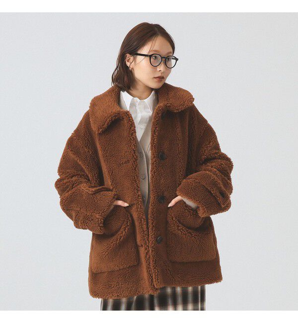 Ray BEAMS 「ボア ビッグ ポケット ハーフ コート」|ダッフルコート|