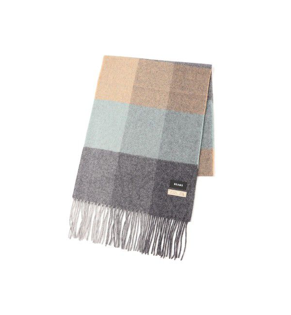 BEAMS「ブロックチェック アルパカ マフラー」|マフラー|