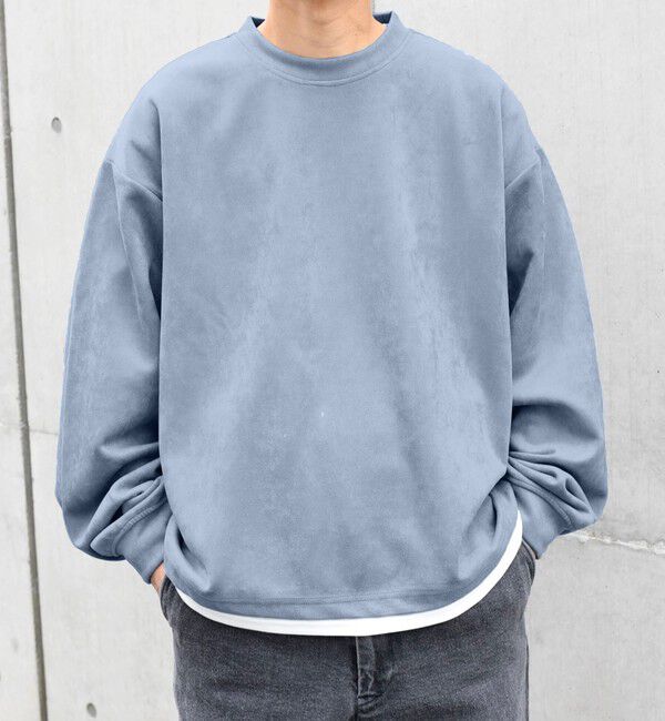 SHIPS any「SHIPS any: 〈洗濯機可能〉フェイクスエード (ポリエステル) / レイヤード クルーネック プルオーバー◇」|スウェット・ジャージ|