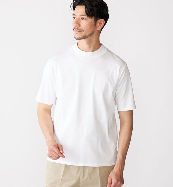 SHIPS「SHIPS: ALBINI モックネック ショートスリーブ Tシャツ」|Tシャツ・カットソー|ホワイト