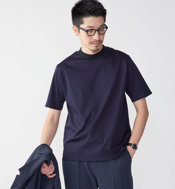 SHIPS「SHIPS: ALBINI モックネック ショートスリーブ Tシャツ」|Tシャツ・カットソー|ネイビー
