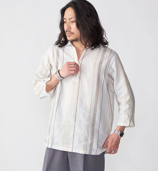 SHIPS「SHIPS: SOLOTEX(R) リネン 7スリーブ カプリシャツ」|シャツ・ブラウス|