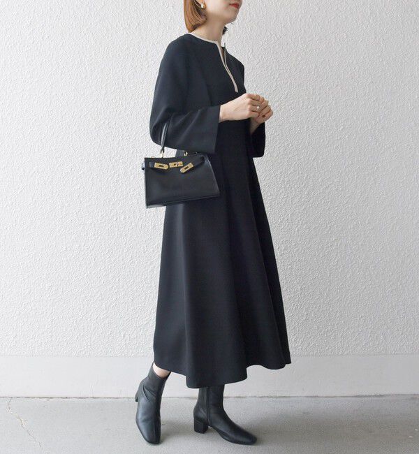 SHIPS any「《一部追加予約》【WEB限定】SHIPS any: ダブルクロス ウエスト タック Aライン ワンピース ［NAVY BLUE］」|ワンピース|